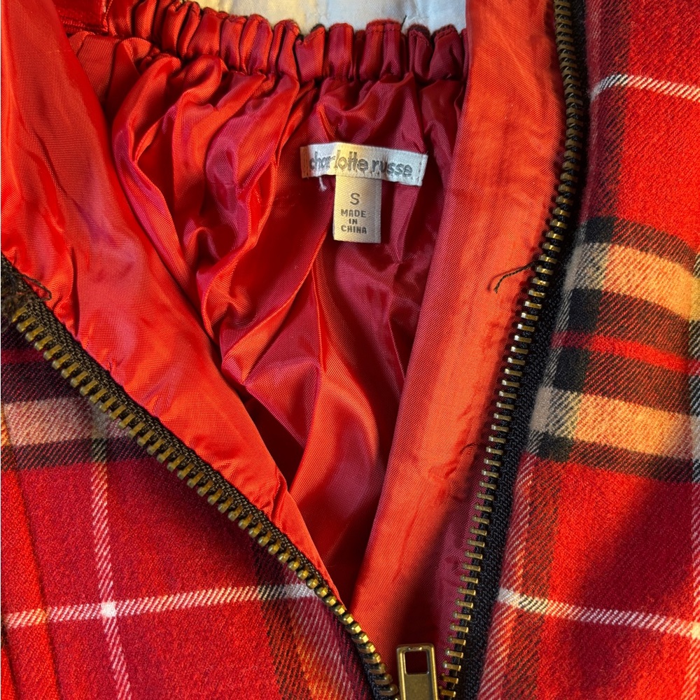 Charlotte Russe Red Plaid Strapless Dress Small Cottagecore Academia Preppy - Picture 9 of 10